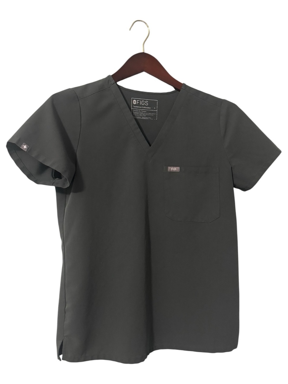 FIGS Technical Collection Dark Moss/Slate Green Catarina V-Neck Scrub Top Size S